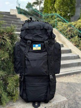 Рюкзак Чорний тактичний Каркасний 80л Black Алюмінієва рама 2139281 фото