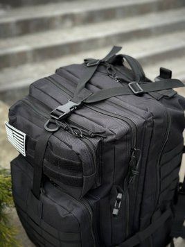 Тактичний рюкзак військовий чорний з прапором Сша Black Usa штурмовий армійський рюкзак 45 л 4048721 фото
