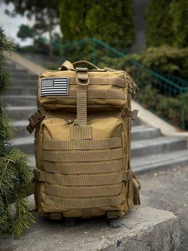 Тактичний рюкзак військовий койот з прапором Сша Usa штурмовий армійський рюкзак 45 Л 4048693 фото