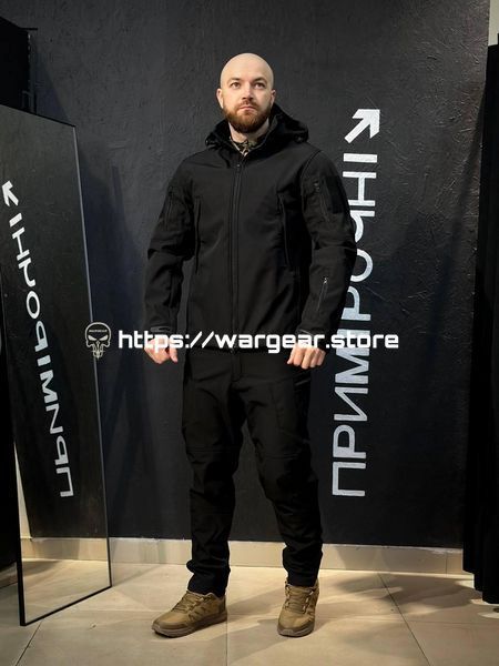 Куртка Тактична Посилена Soft Shell Чорна Black Знімний капюшон 4189625 фото
